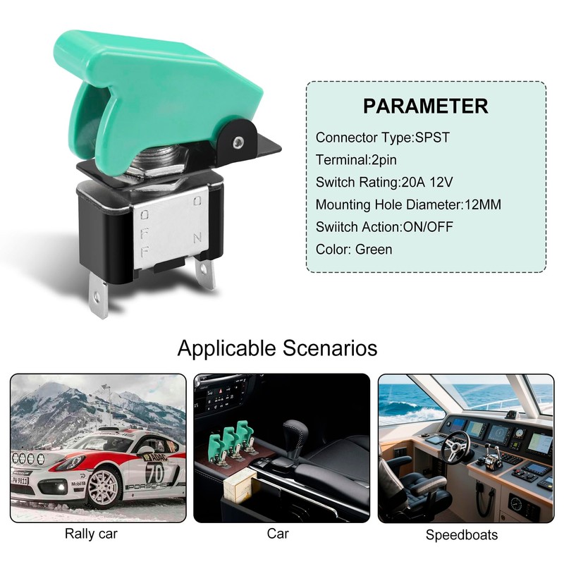 Heschen Metal Toggle Switch Flick Flip, 12V 20A, SPDT, ON/Off