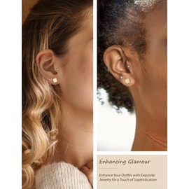 5 Pairs 18K Gold Plated Hypoallergenic Stud Earrings, Pentagram Earrings, Fashion Jewellery Gifts…, Gold Plated, No Gemstone