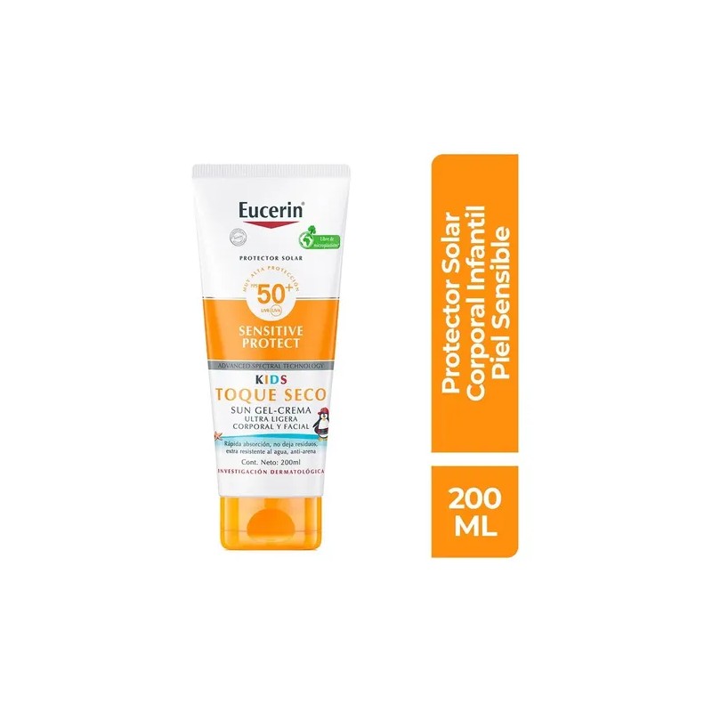 Protector Solar Eucerin Sun Kids Toque Seco Gel Crema 200ml
