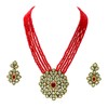 JewarHaat Necklace Set Red Crystal Layered Chain/Mala Gold Plated Pearl