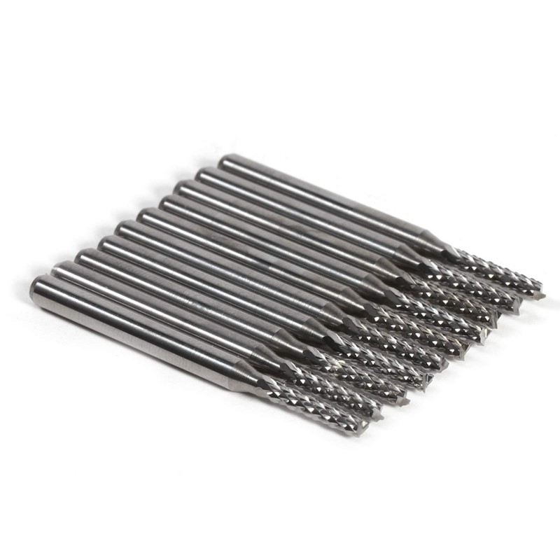 CYSFETENA Pack of 10 2 mm Carbide Milling Cutters, Silver