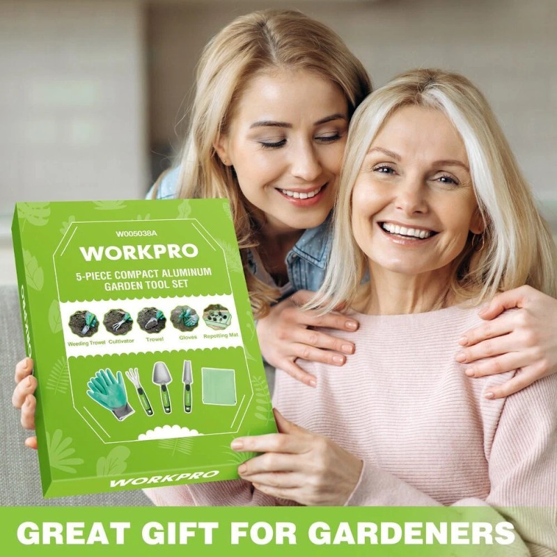 WORKPRO 5PCS Garden Tool Set Powder Coating Aluminum Garden Tool