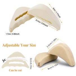 COMNICO Shoe Filler for Shoes Too Big, 8 Pairs Soft Sponge Shoe Toe Filler Inserts Breathable Big Toe Plug Foot Brace Reusable Forefoot Pad for High Heel Women Men (Black Skin, 16pcs)