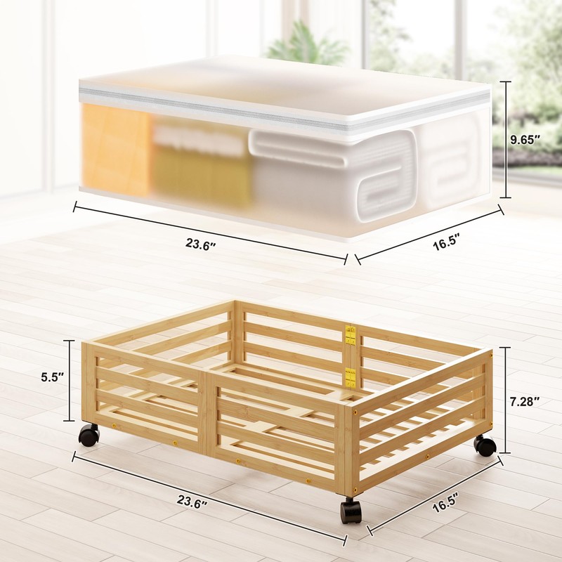 Under Bed Storage with Wheels-Large Bamboo Underbed storage Containers with