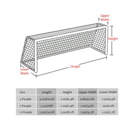 Football Goal Net Soccer Goal Net Football Replacement Net Standard Size 10 x 7ft / 18 x 7ft / 24 x 8ft for Feild(5.5m*2.1m-7 Person)