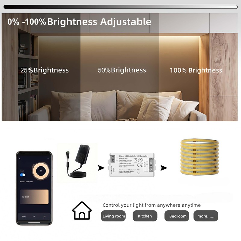 Dimmable Smart ZigBee 3.0 LED Controller for Single Color White