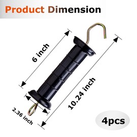 4 Pcs Plastic Electric Fence Gate Handle, Gate Handle Insulatorswith Spring, Outdoor Black Stainless Steel Plastic Fence Gate Handle, Gate Connector，Electric Fence Wire Handle