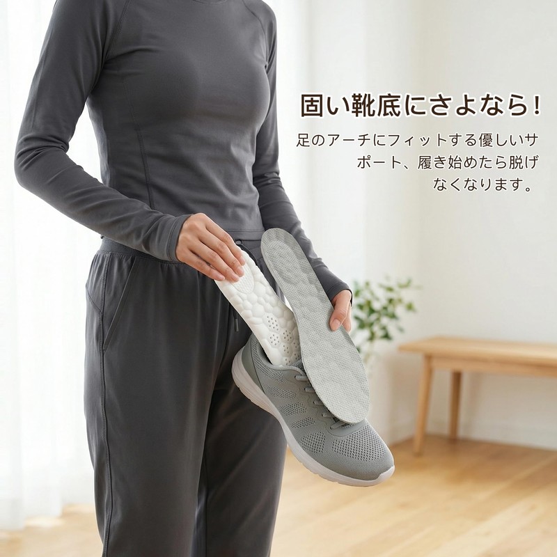 Anti-fatigue insole, shock absorption, high resilience, soft, unisex, breathable, antibacterial,
