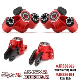Alloy AR330505 Front Steering Blocks AR330404 Rear Hub Carrier for RC Arrma 6S 1/8 Kraton Notorious Outcast 6S BLX Upgrade Part(Red)