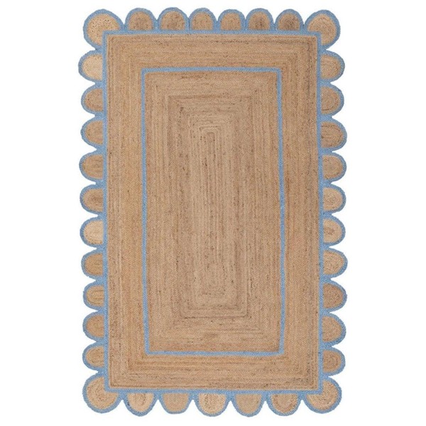 Shubhlaxmifashion Scallop Pattern Natural Jute Bohemian Area Rug Hand Woven