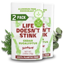 Stinkbug Naturals Organic Plastic Free Deodorant Stick with Cedar Eucalyptus, Coconut Oil and Activated Charcoal, Aluminum Free Deodorant, 2.65 Ounce Pack of 2