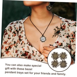 Gadpiparty 30Pcs Alloy Bezel Pendant Trays for Necklace DIY Jewelry Making Durable Wear Resistant Base with Hoop for Easy Chain Linking Multipurpose Crafting Supplies