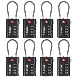 ANVIL 4 Digit Luggage Locks, TSA Locks for Luggage, Advanced TSA008 core, Alert Indicator for Your Travel Lock, Suitcase Lock. (8, Black)