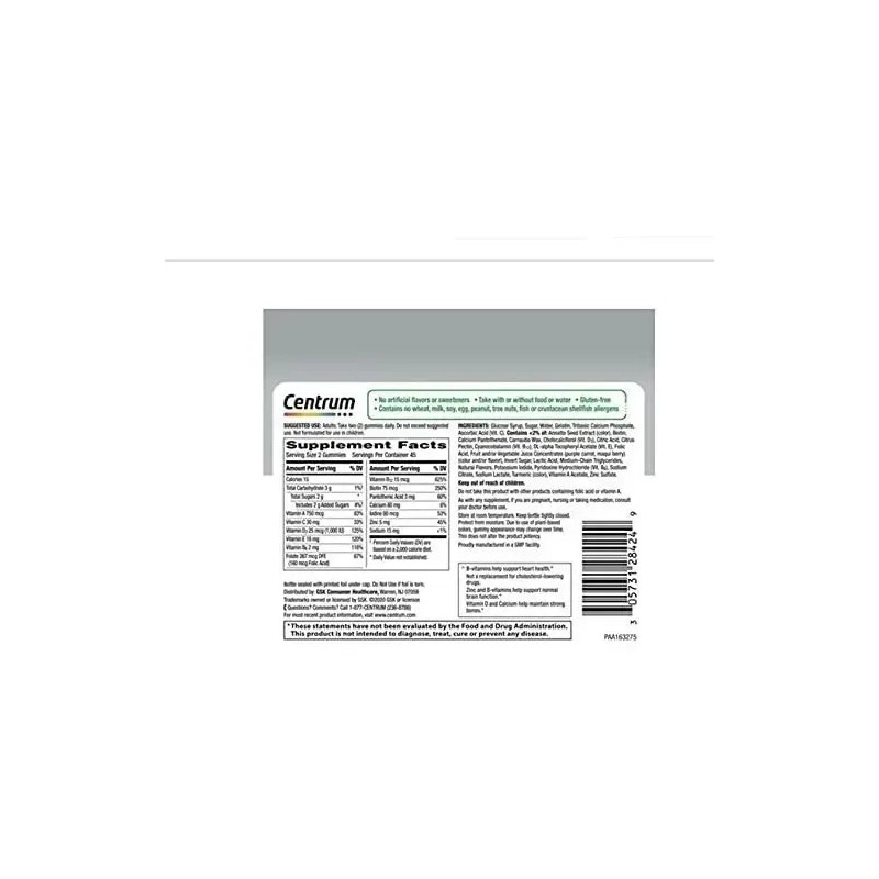 Multivitaminico Centrum Adultos Vitaminas Corazón Huesos