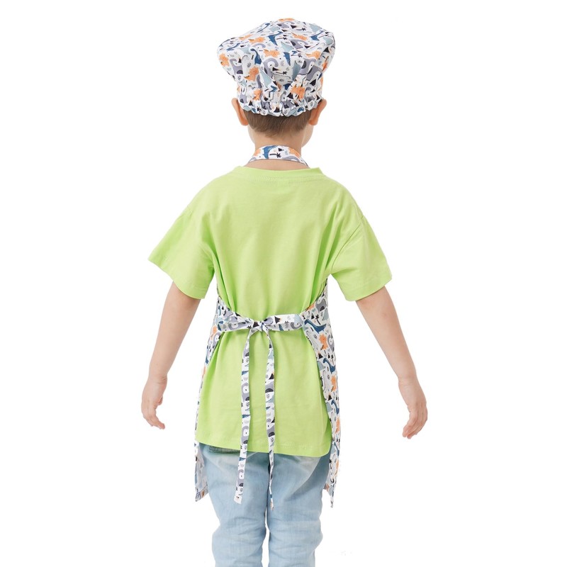 ALIPOBO Kids Apron and Chef Hat Set, Children's Kitchen Cooking