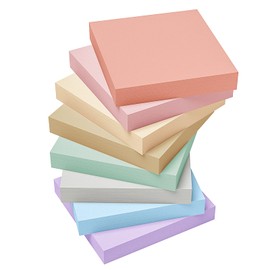 EOOUT 8 Pads Pastel Sticky Notes, 3x3 Inches, Super Adhesive Self-Stick Note Pads, Morandi Colors Pastel Sticky Notes for Study, Works,100 Sheets/Pad