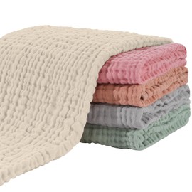 Yoofoss Muslin Nappies Burp Cloths Set of 5 65 x 65 cm Muslin Cloths 100% Cotton Cloth Nappies Absorbent Folding Nappies for Baby Boil-Proof Premium Quality Multicoloured