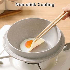 Bobikuke Korean Stone Bowl with Lid, 20 cm Dolsot Bibimbap Bowl for Hot Pot Soup, 2.3 L - White