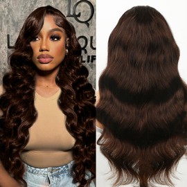 Kesenmu Chocolate Brown Lace Front Wig,13x6 HD Brown Body Wave Lace Frontal Wigs Human Hair Pre Plucked with baby hair, 210% Density Colored brown wig human hair for Women 22 inch