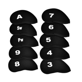 YFFSFDC Golf Iron Cover Head Cover Set of 10 (3-9, A, Pw, Sw) Numbered Protective Cover Black