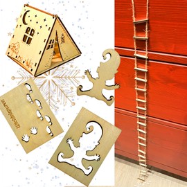 Gnome Stencil Footprints, Rope Ladder for Secret Santa Prank, Gnome Stencil Window, Rope Ladder Gnome Footprints, Gnome Rope Ladder, for Glass Door Floor, Christmas Decoration