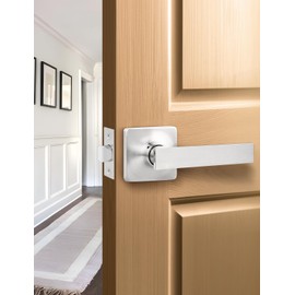 Mengico 1 Pack Interior Door Lock,Nickel Door Lever Interior,Door Handle Lock Passage Lock(for Hallway&Close)