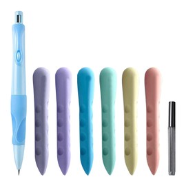 Triangle Eraser, Eraser Children's Eraser Set with 6 Erasers and 1 Pencils Triangle Eraser Grip Universal Eraser for Children School Supplies Stationery