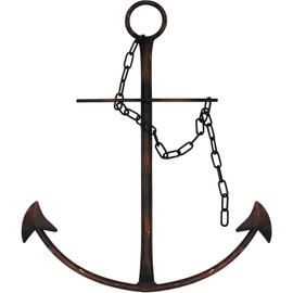 Aura7Mix 13" Antique Metal Nautical Anchor Wall Decor with Chain, Hand-Painted Iron Metal Anchor Art Wall Decor Ideas for Coastal, Farmhouse, Bedroom, Dorm Home, Living Room (1 Pack Vintage)