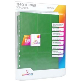18-Pocket Pages Side-Loading (10 Pack) | Holds Standard and Japanese Cards | Durable Trading Card and Collectible Card Game Organizer | Optimized for Double-Sleeved Cards | Green | Made by Gamegenic