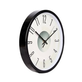 Tempus Contemporary Wall Clock with Designer Face and Silent Sweep Quiet Movement, 11.75", Black