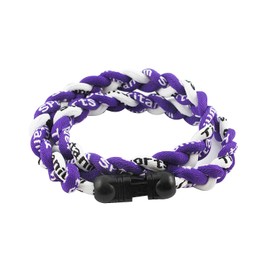MapofBeauty 18" Sport Two Colors Three Braided Rope Tornado Necklace (Purple/White)