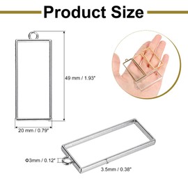 uxcell 25Pcs Alloy Open Bezel Pendants, Rectangle Hollow Frame Pendant Geometric Open Back Frame Pendant for Resin Jewelry Making Earrings Necklace Bracelet DIY, Silver Tone