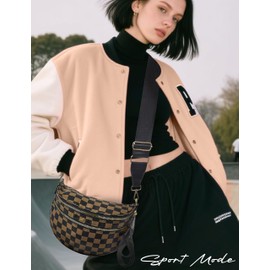 Checkered Crossbody Bum Bag for Women, Water-resistant Roomy Checkered Purse Fanny Packs Large Shoulder Belt Bag