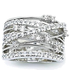 Jude Jewelers Silver Rose Gold Braided Wrap Knot Style Promise Statement Cocktail Party Ring, Metal, Cubic Zirconia