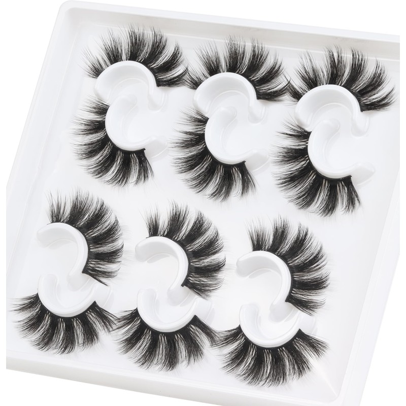 Losha Lashes 6 Pairs Fluffy False Eyelashes for Women 20mm
