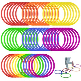 Mototo 48 Pieces Agility Rings 15 Inch Speed Training Rings Plastic Speed Rings Exercise Hopscotch Rings Circle Jumping Hoops for Soccer Football Gymnastics Games Practice Training