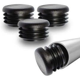 Prescott Plastics 2” (50.8mm) Outer Diameter Ribbed Plastic Hole Caps, Round Black Metal Tubing End Caps, Strong Furniture Leg Inserts, Impact & Weather Resistant, Made in The USA - 10 Pack