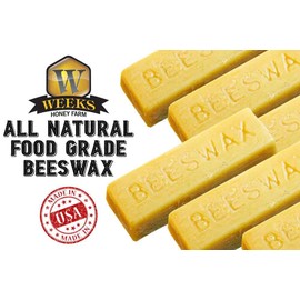 3 pack of Weeks Honey Farm 1 Ounce All Natural Food Grade Beeswax; Excellent for Polishing, Sealing, Cleaning Wood, Leather and Other Surfaces; 100% American Sourced; Made in USA (3, 1 Ounce Bars)