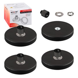 MUTUACTOR Strong Neodymium Magnets 1/4” to 3/8”,4PCS Magnetic Mounts Rare Earth Magnet 1/4-20" Female Threaded Hole Non-Slip Magnet for Tractor Mirror Camera Bracket Mount Lights Van Equipment