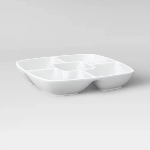 Threshold Square Porcelain Divided Serving Platter 11.5" White - Threshold™