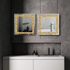 ZOLAPI 2PCS Crystal Rhinestone Diamond Wall Mirror.Brilliant Hand-Spliced Glass Mirror.Gold