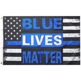 Trade Winds Blue Lives Matter USA Thin Blue Line Vintage 100D Premium Quality Heavy Duty Fade Resistant Woven Poly Nylon 2x3 2'x3' Flag Banner Grommets,Multi