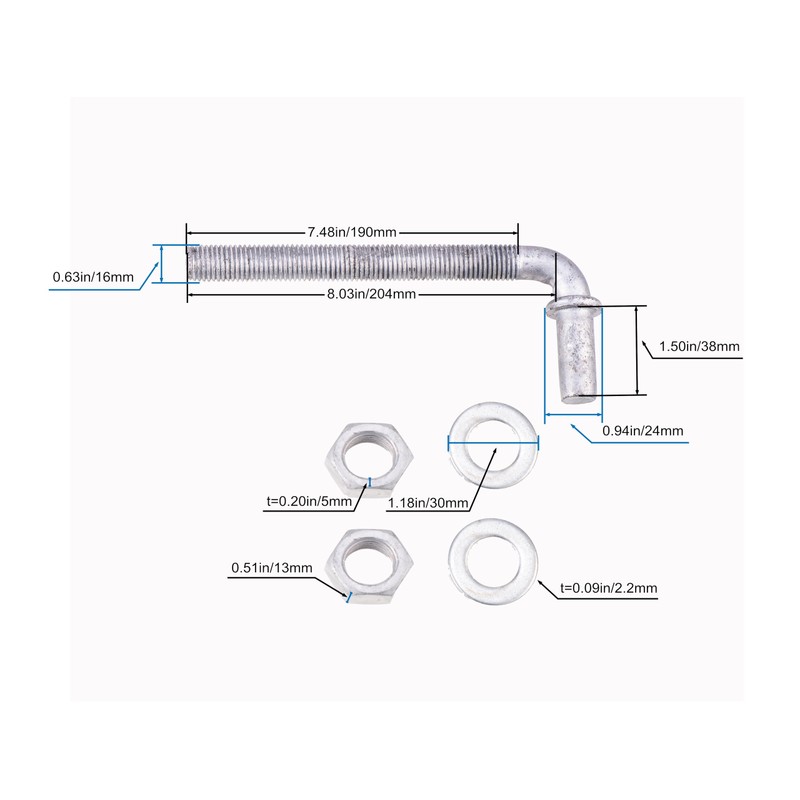 Dailydanny J-Bolt Post Hinge with 5/8" Hinge Pin Galvanized Post
