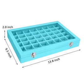 Vicoter Velvet Jewelry Tray 48 Compartments Jewelry Display Organizer with Transparent Cover Rings, Earrings, Necklaces, Pendants Storage Box for Girls, Wives, Mothers, Women