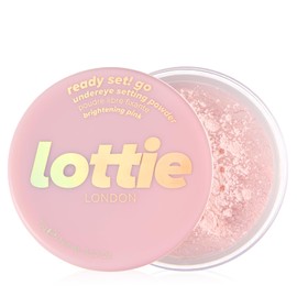 Lottie London Ready Set! Go in Brightening Pink, Setting Powder infused with Hyaluronic Acid, Long-wear & Soft-Focus Matte Finish