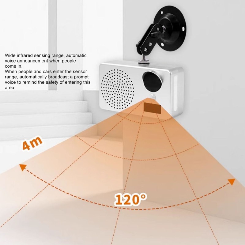 Wireless Infrared Motion Sensor Alarm 2500mA Rechargeable Waterproof Body Induction
