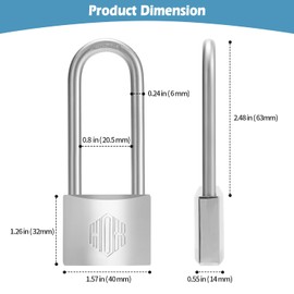 HOX Marine-Grade Rustproof Padlock, Stainless Steel Shackle & Chrome-Plated Brass Body, Weatherproof Outdoor Lock, 2.5-Inch Long Shackle (6 Pack)