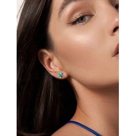 Supcare Turquoise Earrings for Women 925 Sterling Silver Earrings Heart/Round/Drop Stud Earrings with Zirconia Turquoise Hoop Earrings Ear Stud Hypoallergenic Earrings for Birthday Anniversary,