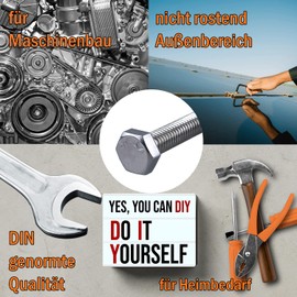 10 Hexagon Screws M6 x 20 mm Stainless Steel A2 V2A Thread up to Head Full Thread Hexagonal Screws Stainless Steel Screws Thread Screws Machine Screws External Hex Screws Set DIN 933