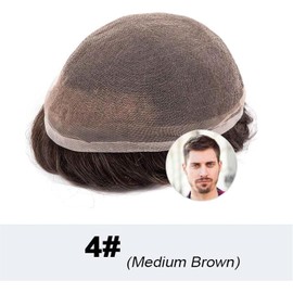 Hombres Tupé for hombres, sistema de reemplazo cabello Remy con base encaje francés completo, extensiones ondas 30 mm Postizo(7x9)